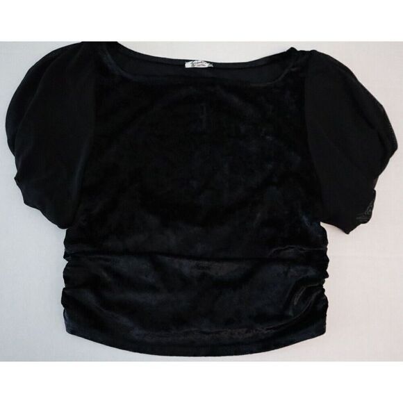 Free People Intimately OB1589236 Women's Sz S Black Velvet Cut-Out Back Crop Top - Picture 6 of 13